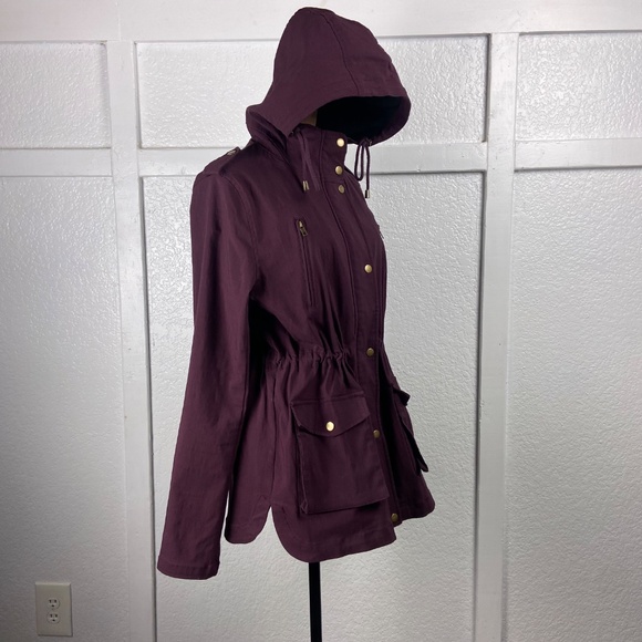 Eden Society Burgundy Hooded Utility Jacket Women’s Large - Picture 3 of 10